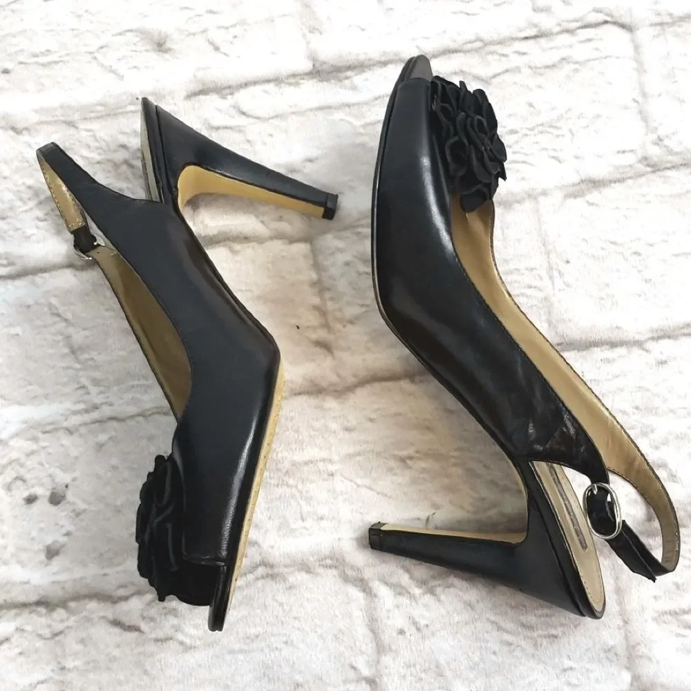 Bandilino women's Black Slingback Peeptoe Heels